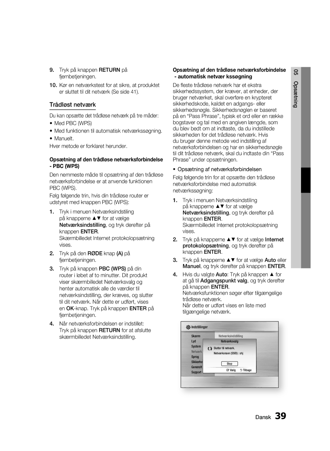 Samsung BD-C6500/XEE manual Trådløst netværk, Tryk på knappen Return på fjernbetjeningen 