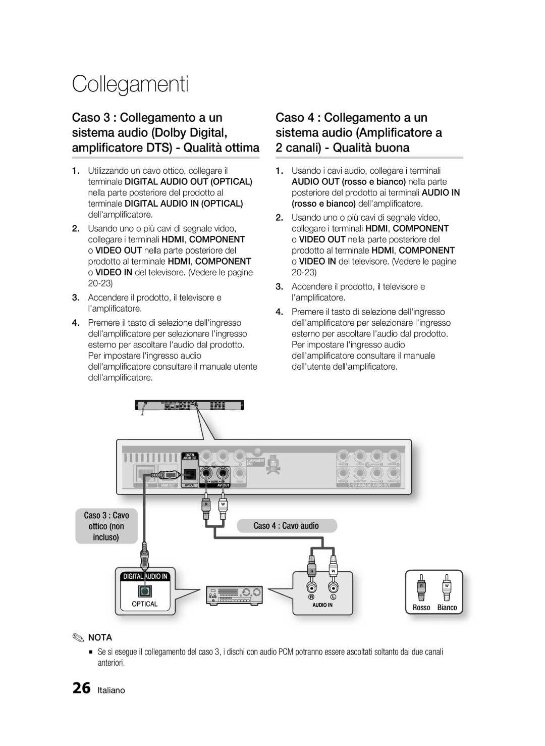 Samsung BD-C6500/XEF manual Caso 4 Cavo audio 