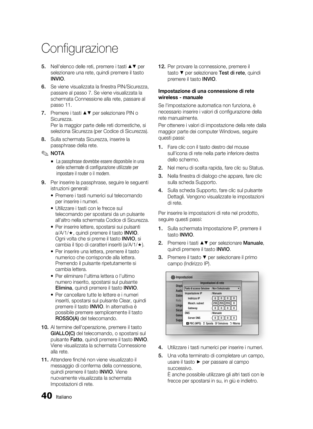 Samsung BD-C6500/XEF manual Premere i tasti per selezionare PIN o Sicurezza 