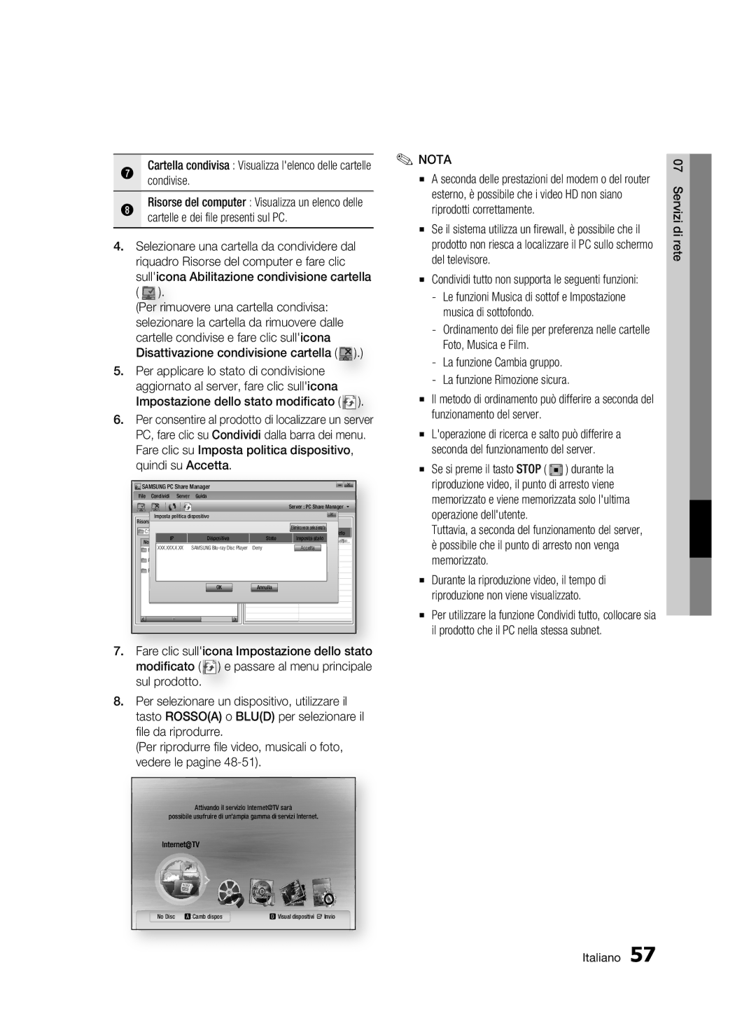 Samsung BD-C6500/XEF manual Condivise 