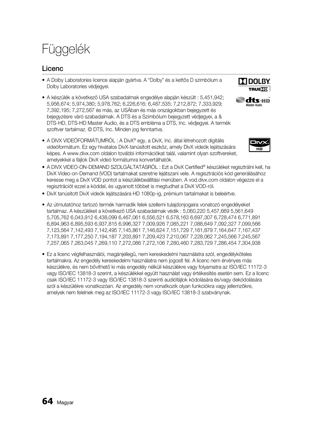 Samsung BD-C6500/XAA, BD-C6500/XEN, BD-C6500/EDC, BD-C6500/XEF, BD-C6500/XEE manual Licenc 