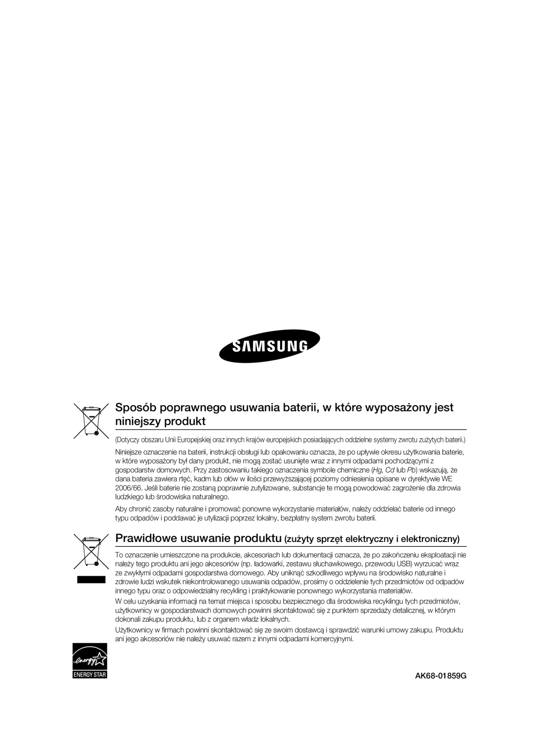 Samsung BD-C6500/XEN, BD-C6500/EDC, BD-C6500/XAA, BD-C6500/XEF, BD-C6500/XEE manual AK68-01859G 