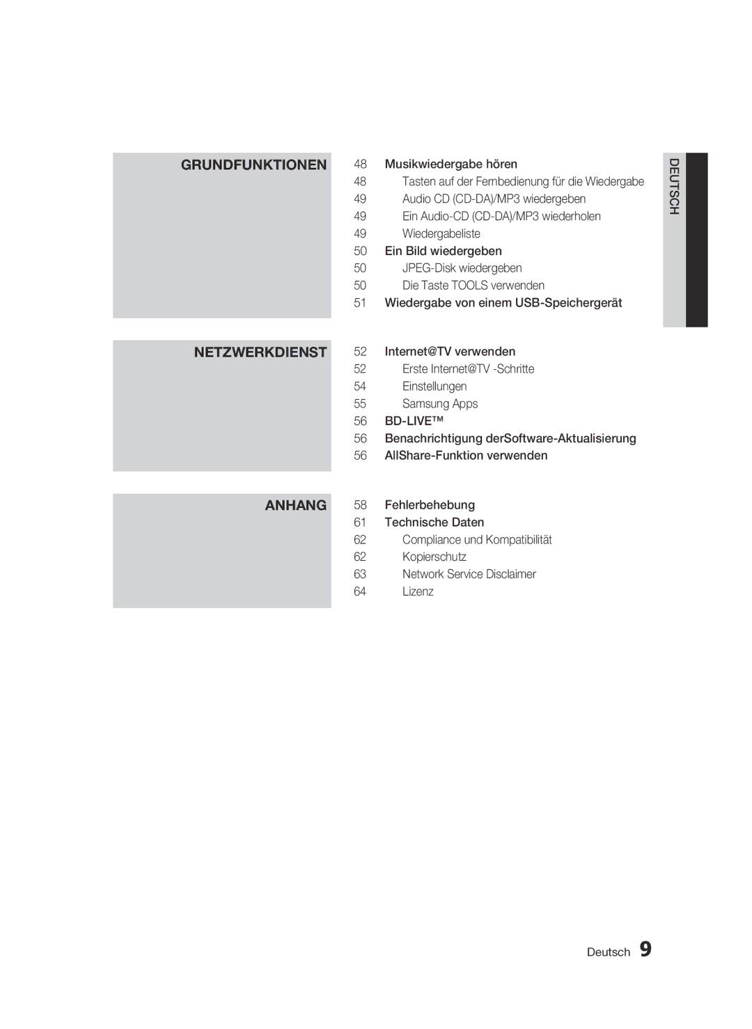 Samsung BD-C6500/XEN, BD-C6500/EDC, BD-C6500/XAA, BD-C6500/XEF, BD-C6500/XEE manual Netzwerkdienst 