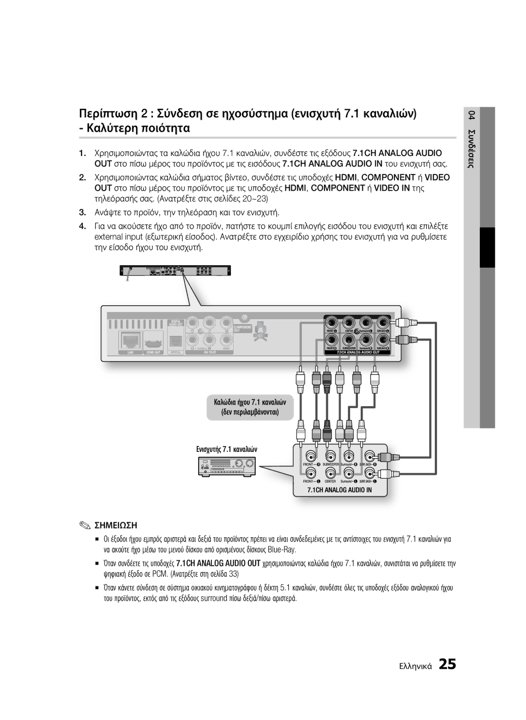 Samsung BD-C6500/XEN, BD-C6500/EDC, BD-C6500/XAA, BD-C6500/XEF, BD-C6500/XEE manual Σημειωση 