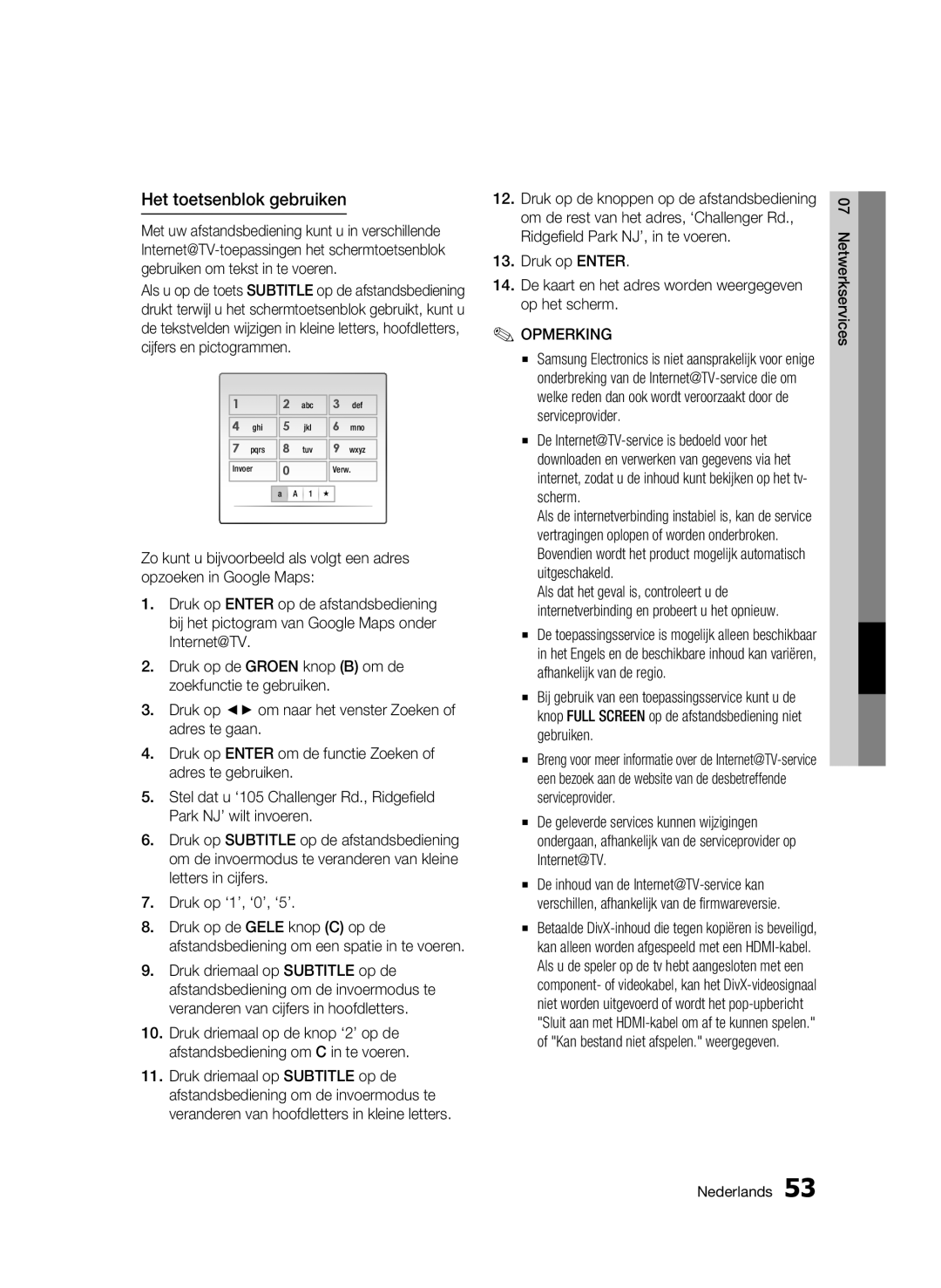 Samsung BD-C6500/XEE, BD-C6500/XEN, BD-C6500/EDC, BD-C6500/XAA, BD-C6500/XEF manual Het toetsenblok gebruiken 