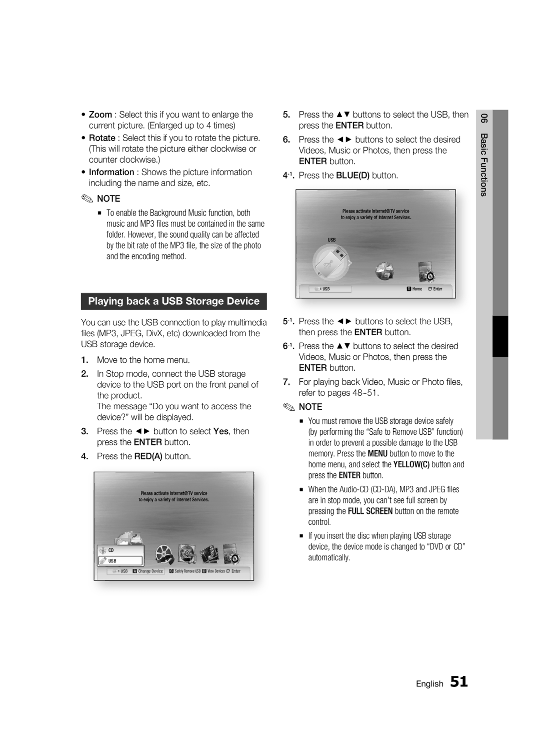 Samsung BD-C6500/EDC, BD-C6500/XEN, BD-C6500/XAA, BD-C6500/XEF, BD-C6500/XEE manual Playing back a USB Storage Device 