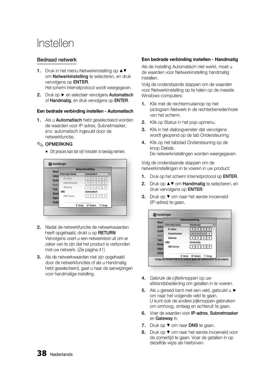 Samsung BD-C6600/XEE, BD-C6600/EDC, BD-C6600/XEN manual Bedraad netwerk, Een bedrade verbinding instellen Handmatig 