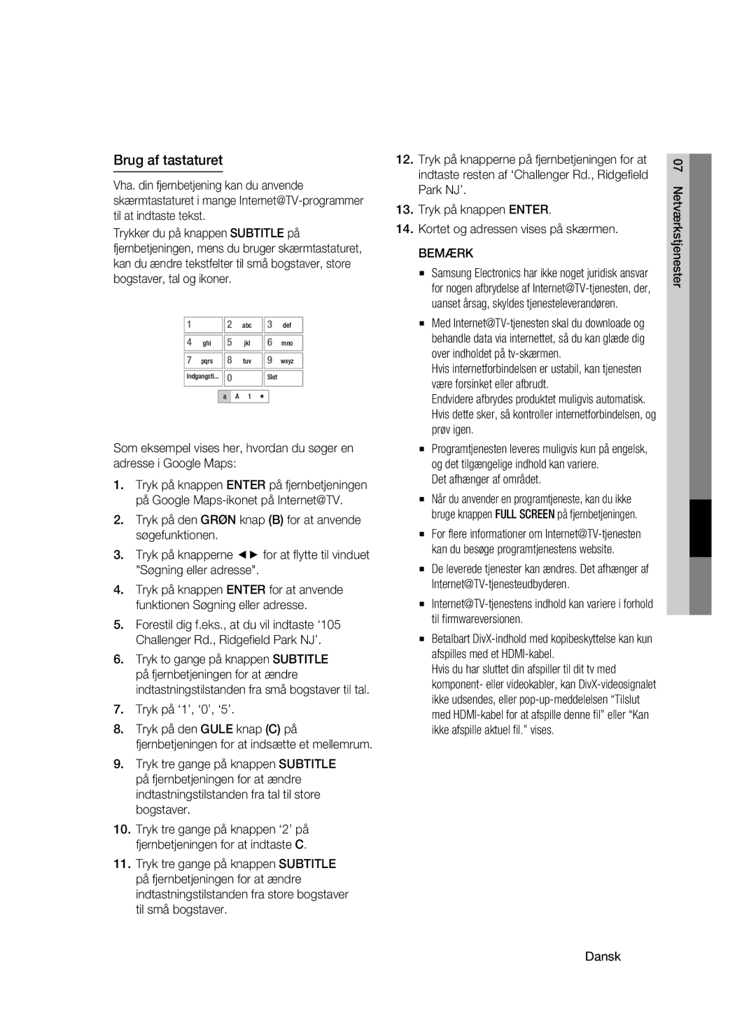 Samsung BD-C6600/XEE manual Brug af tastaturet, Tryk på ‘1’, ‘0’, ‘5’, Det afhænger af området 