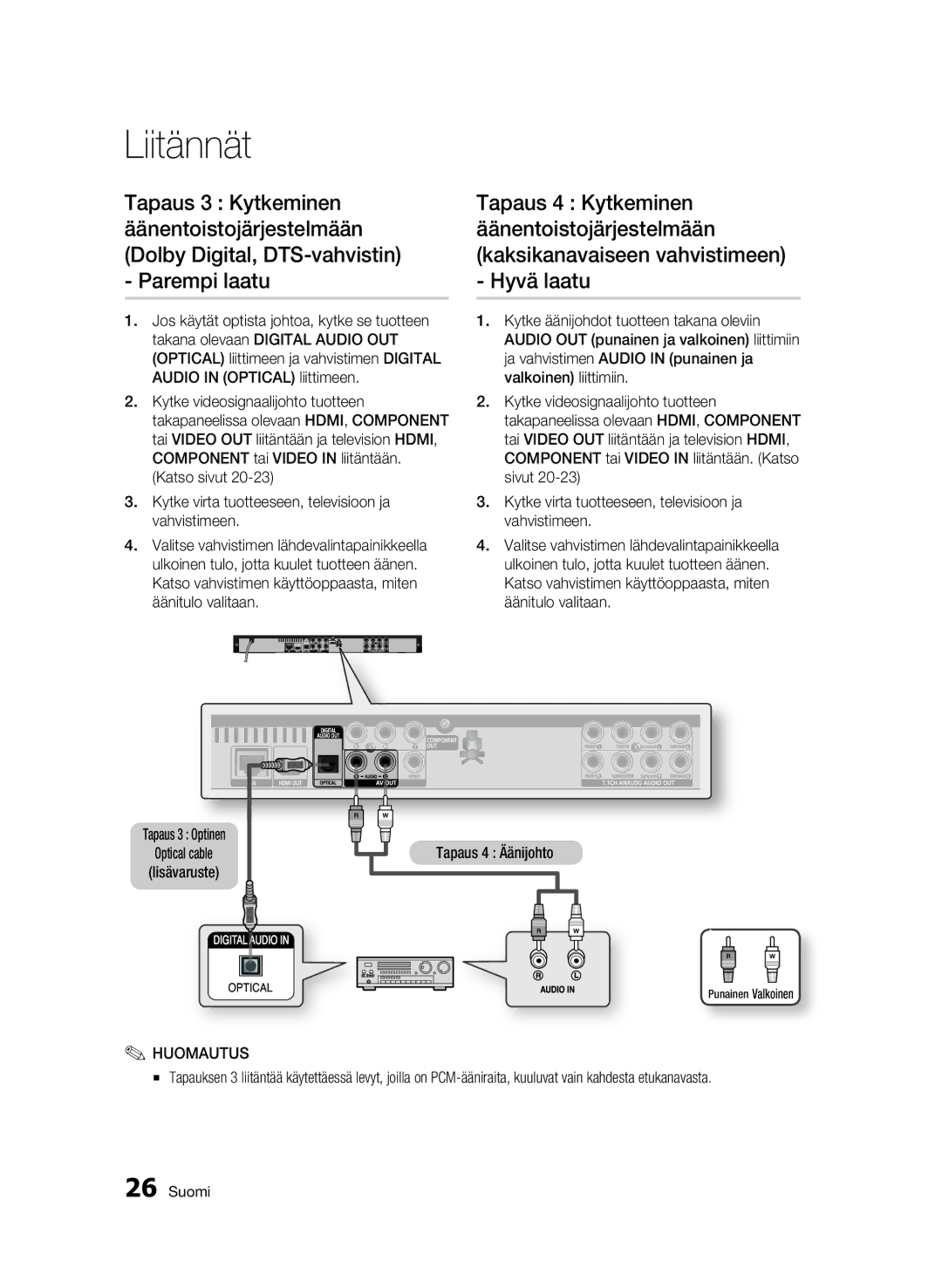 Samsung BD-C6600/XEE manual Tapaus 4 Äänijohto 