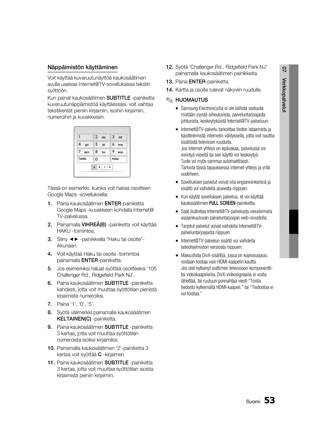 Samsung BD-C6600/XEE manual Näppäimistön käyttäminen 