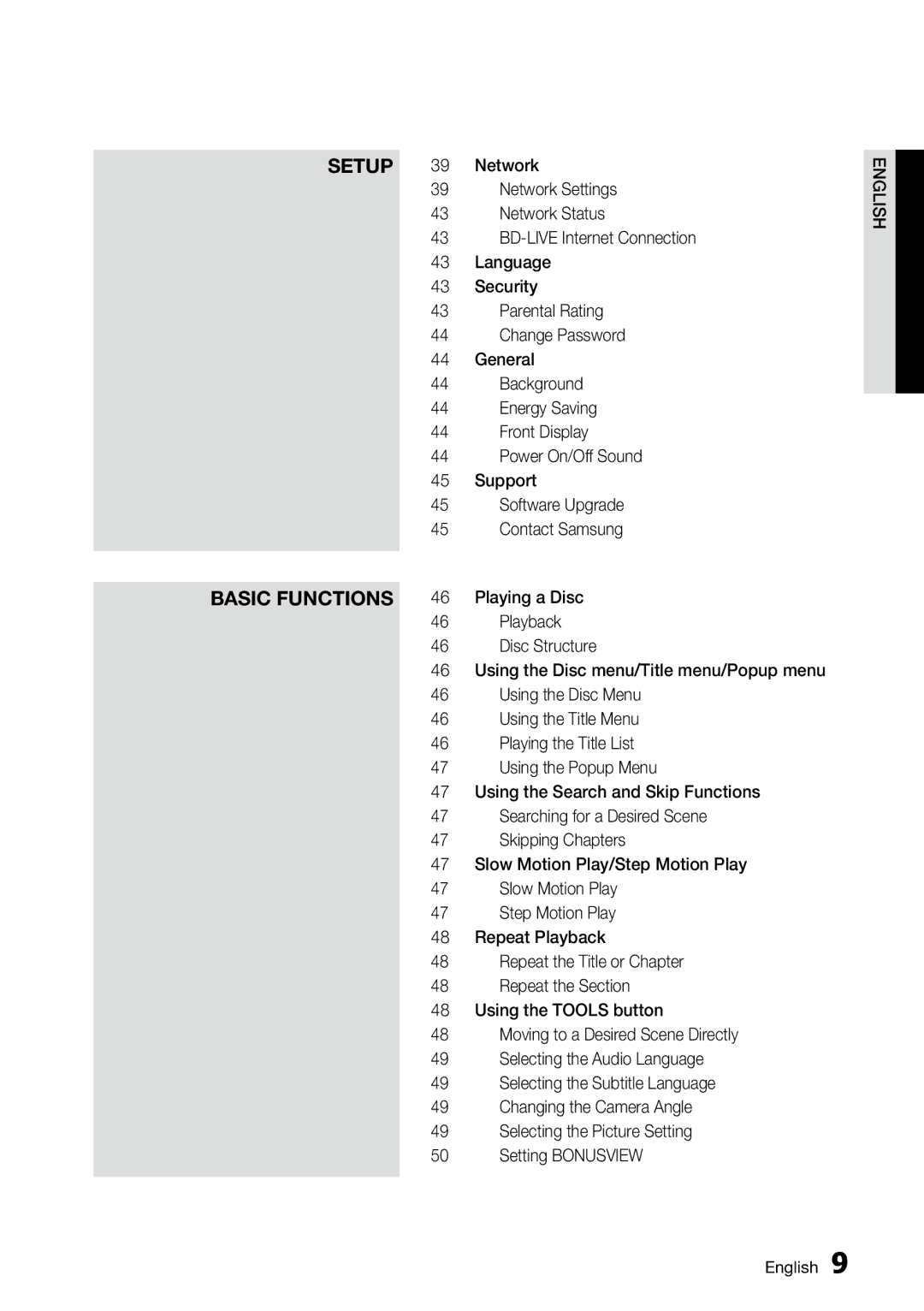 Samsung BD-C6800 user manual Setup Basic Functions 