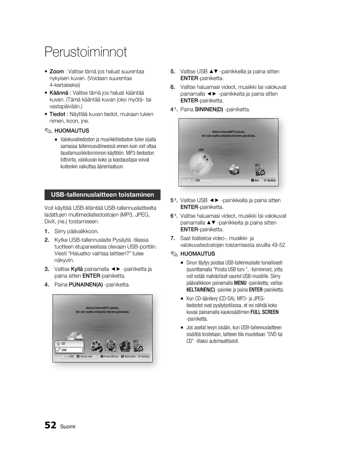 Samsung BD-C6800/XEE manual USB-tallennuslaitteen toistaminen, Paina Punainena -painiketta 