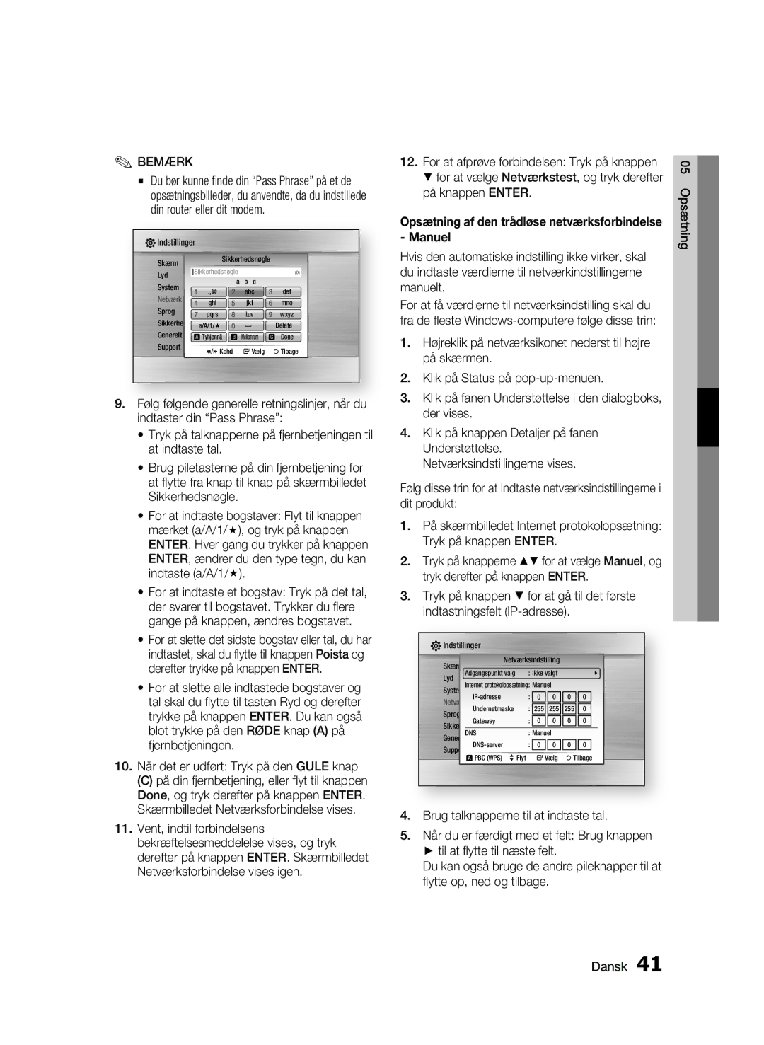 Samsung BD-C6800/XEE manual Opsætning af den trådløse netværksforbindelse Manuel 