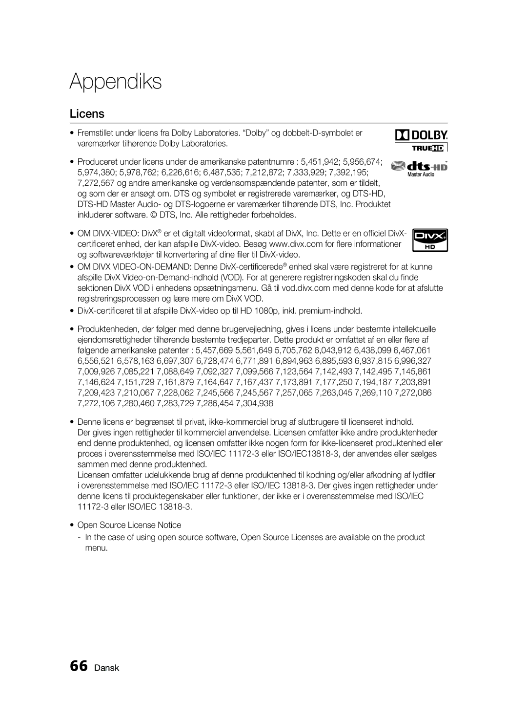 Samsung BD-C6800/XEE manual Licens 