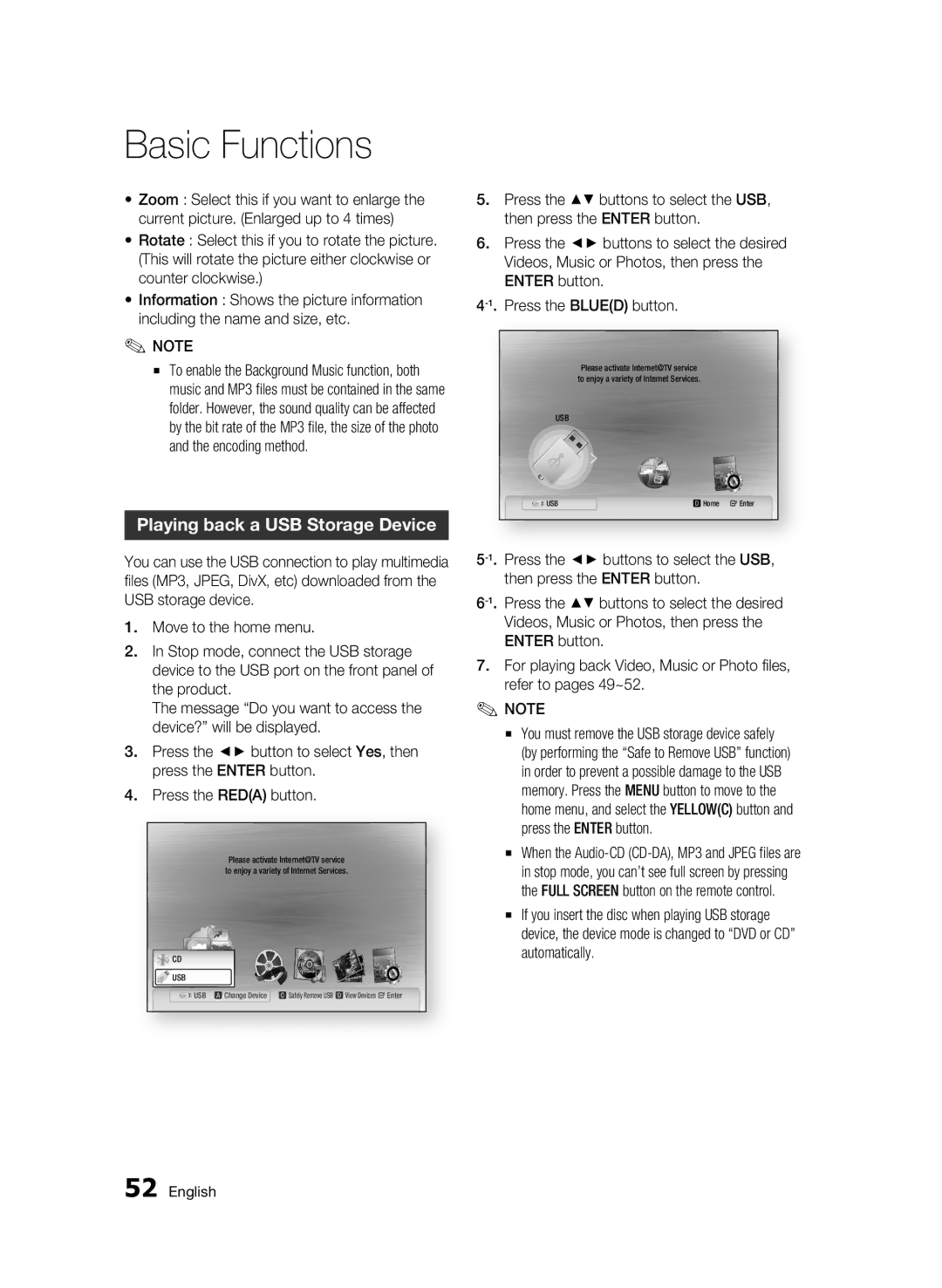 Samsung BD-C6800/EDC, BD-C6800/XEN manual Playing back a USB Storage Device 