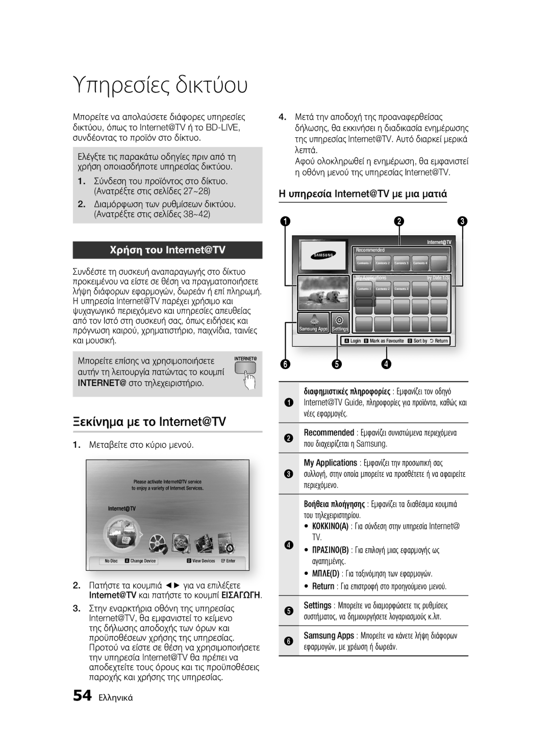 Samsung BD-C6800/XEN Υπηρεσίες δικτύου, Ξεκίνημα με το Internet@TV, Χρήση του Internet@TV, Εφαρμογών, με χρέωση ή δωρεάν 