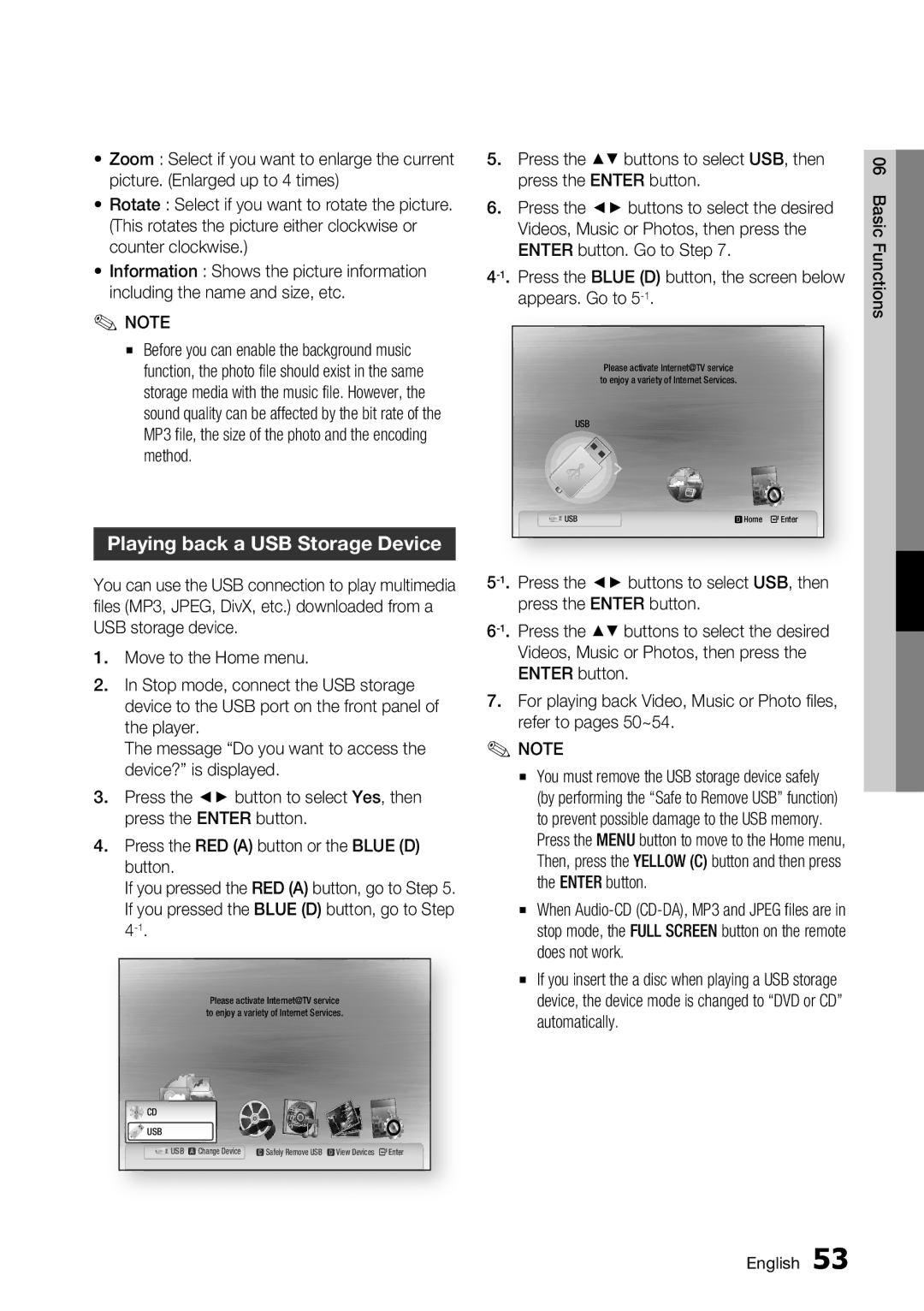 Samsung BD-C6900/XEE, BD-C6900/EDC, BD-C6900/XAA, BD-C6900/XEF, BD-C6900/MEA manual Playing back a USB Storage Device 