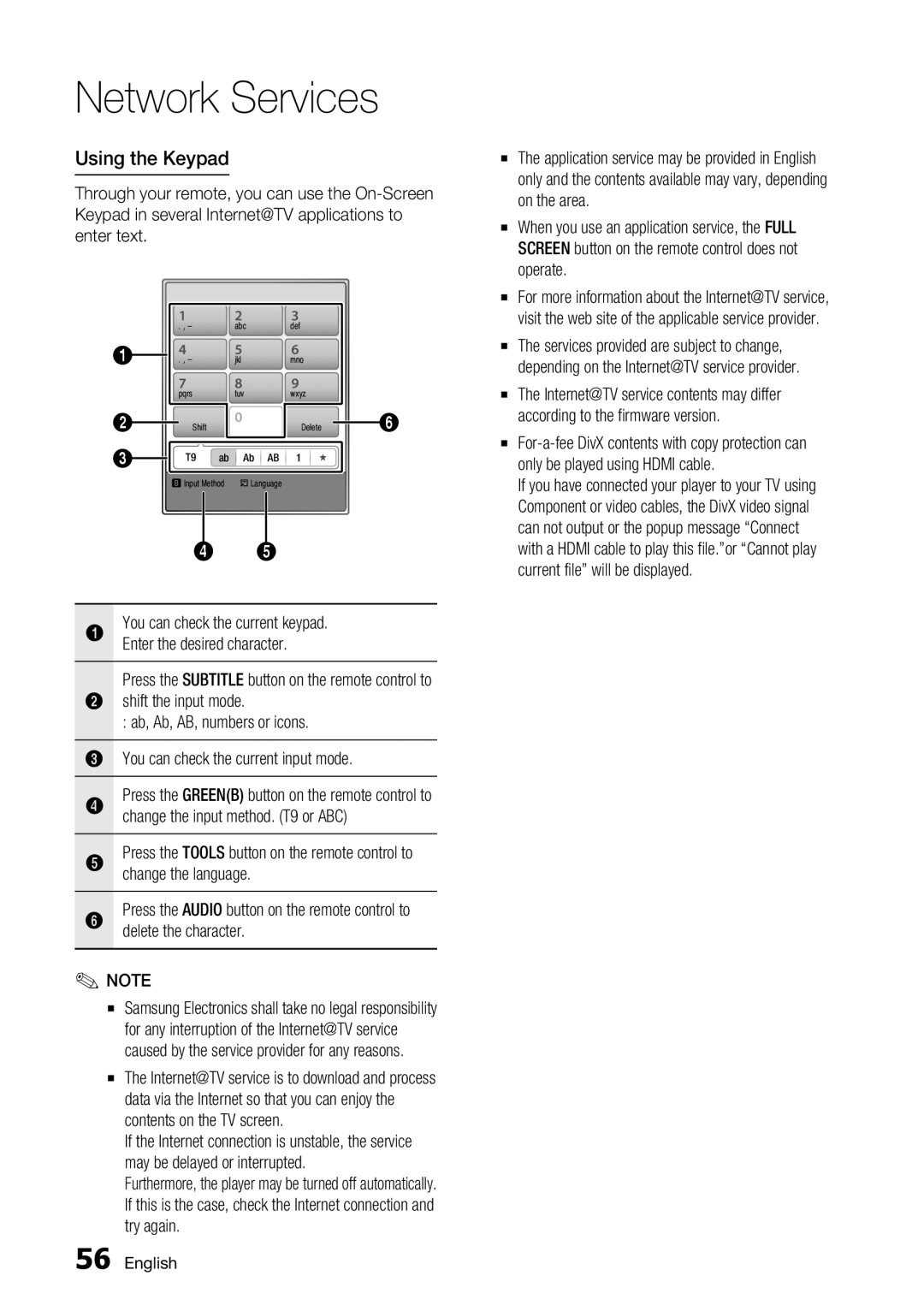 Samsung BD-C6900/XAA, BD-C6900/EDC, BD-C6900/XEF, BD-C6900/MEA, BD-C6900/XEE manual Using the Keypad 