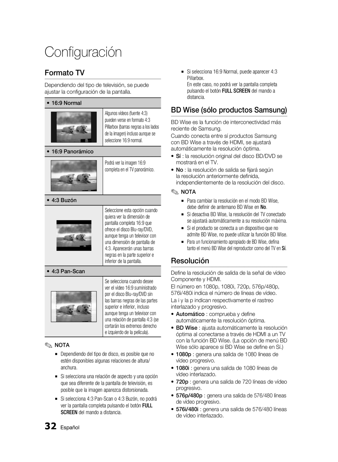 Samsung BD-C6900/XEF, BD-C6900/XAA, BD-C6900/MEA, BD-C6900/XEE manual Formato TV, BD Wise sólo productos Samsung, Resolución 