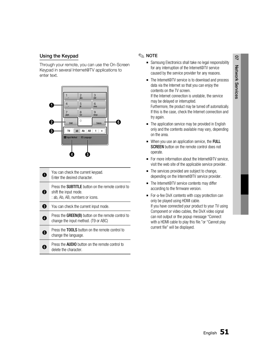 Samsung BD-C6900/SAM, BD-C6900/MEA manual Using the Keypad 