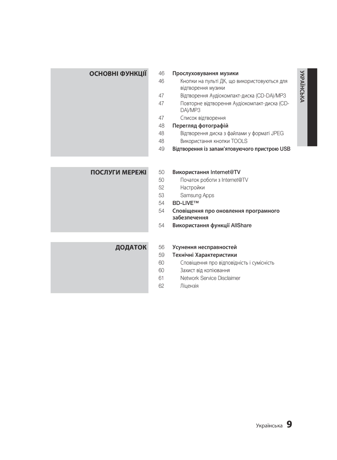 Samsung BD-C6900P/XER, BD-C6900/XER manual Послуги Мережі, Додаток 