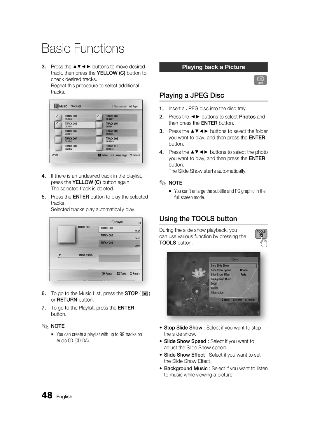 Samsung BD-C6900P/XER, BD-C6900/XER manual Playing a Jpeg Disc, Using the Tools button, Playing back a Picture 