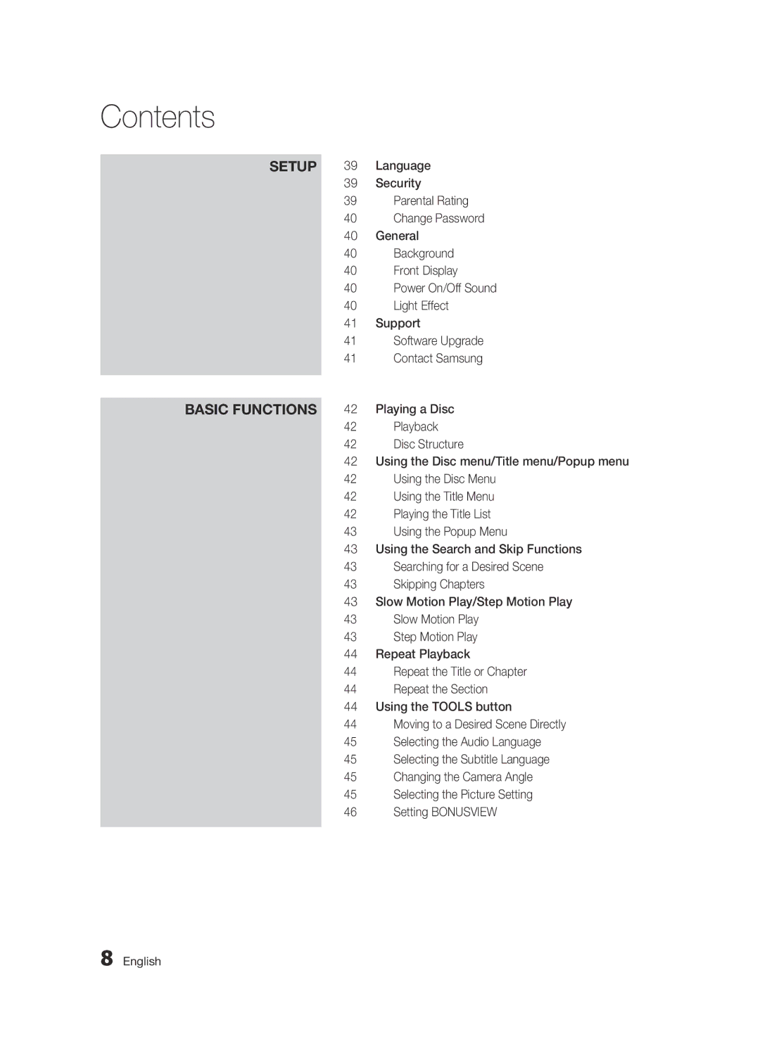 Samsung BD-C6900P/XER, BD-C6900/XER manual Basic Functions 