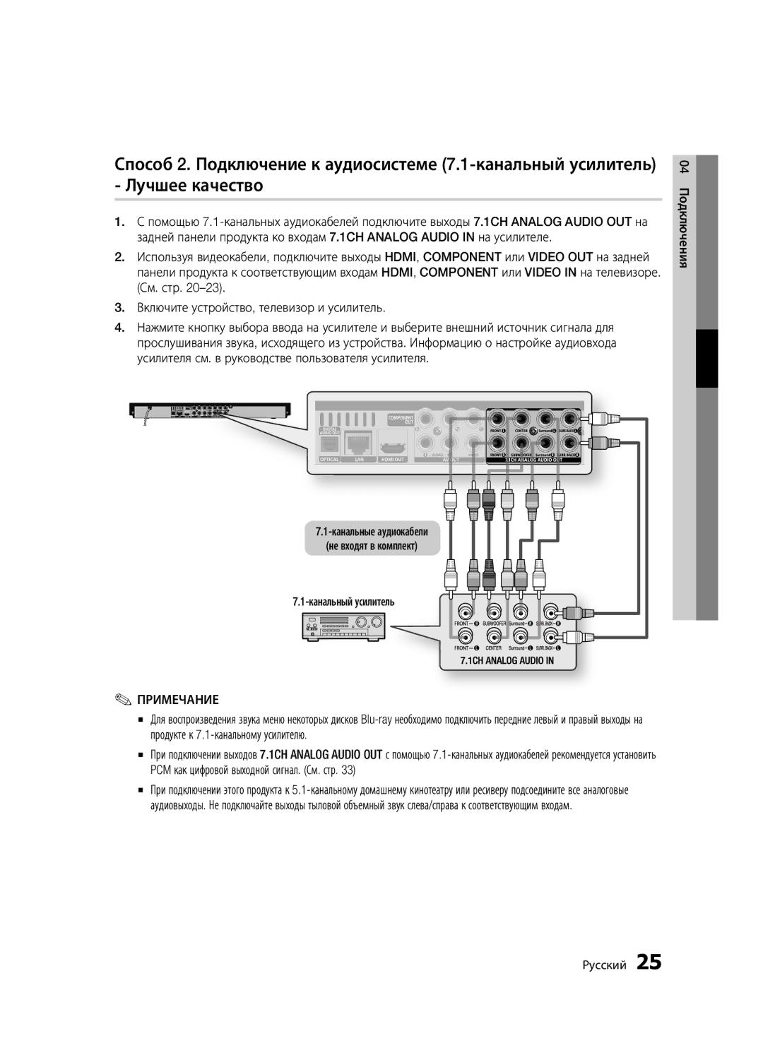 Samsung BD-C6900P/XER, BD-C6900/XER manual 04 Подключения Русский 