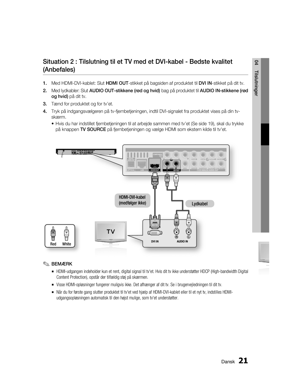 Samsung BD-C6900/XEE manual Tilslutninger 