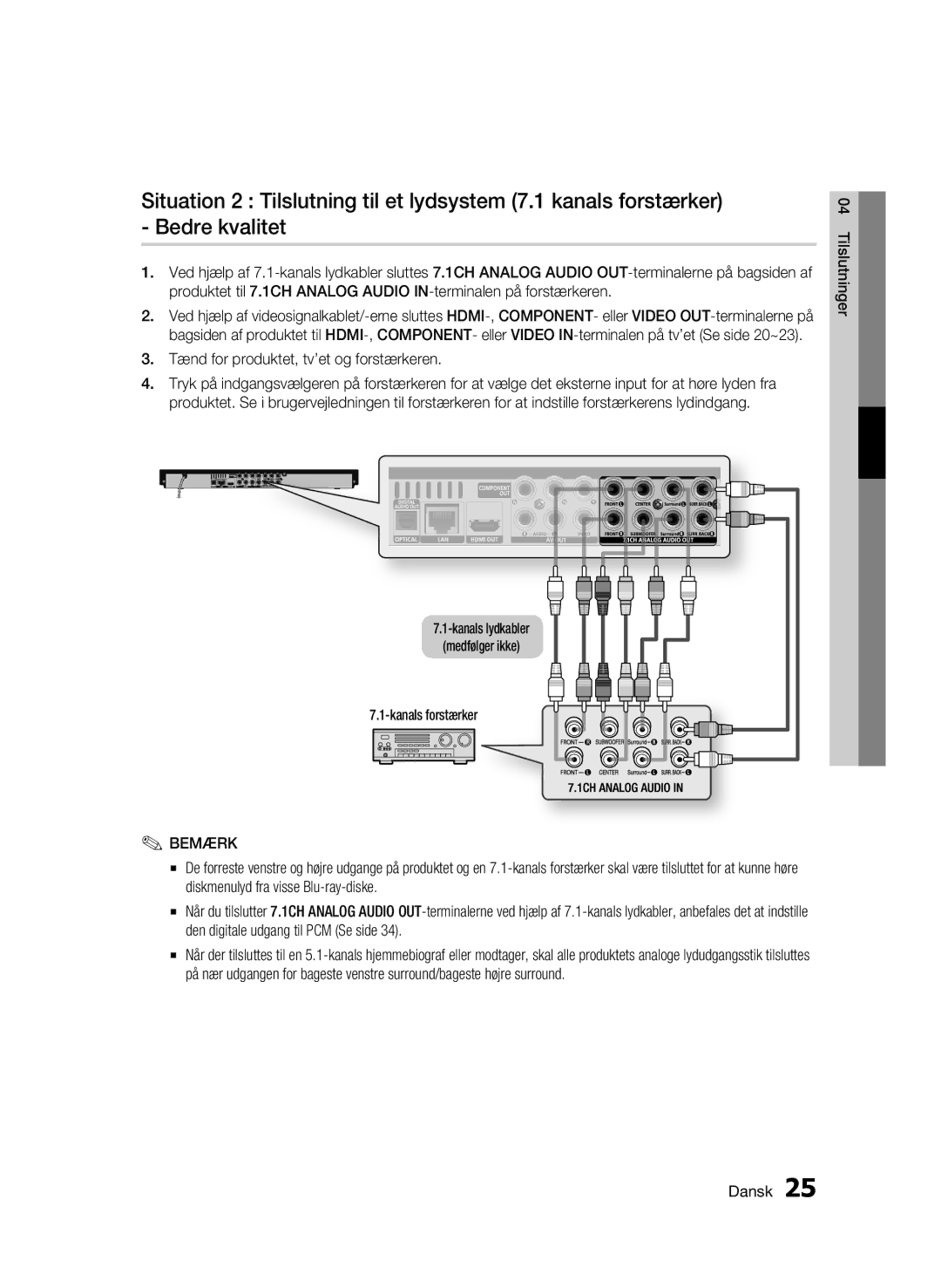 Samsung BD-C6900/XEE manual Bemærk 