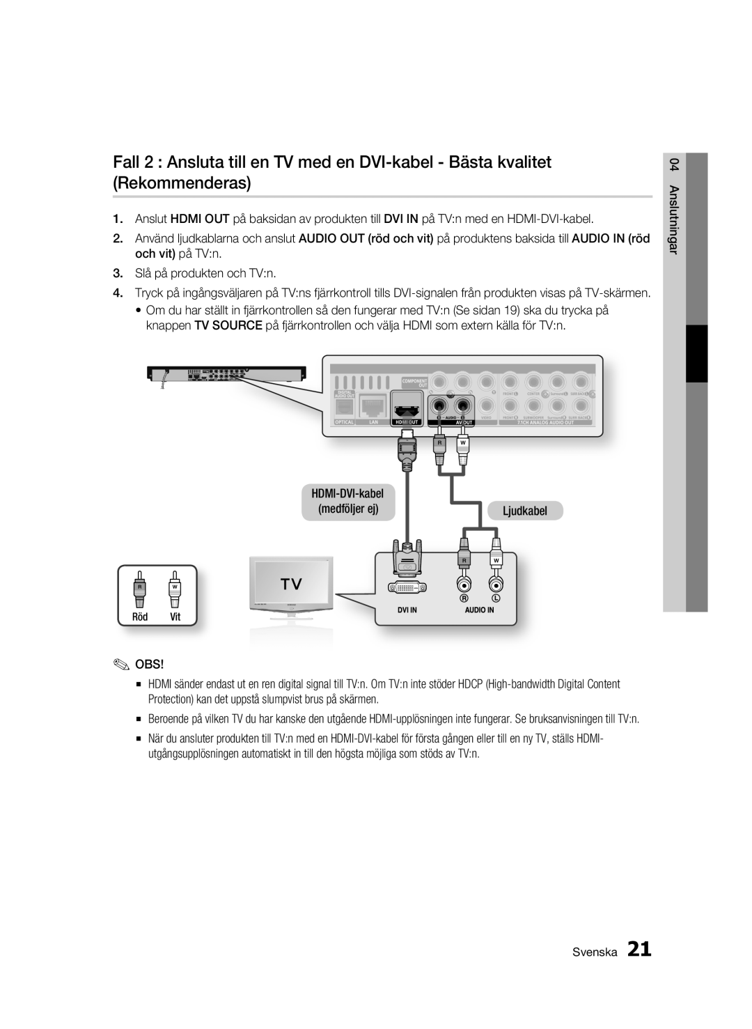 Samsung BD-C6900/XEE manual Ljudkabel 