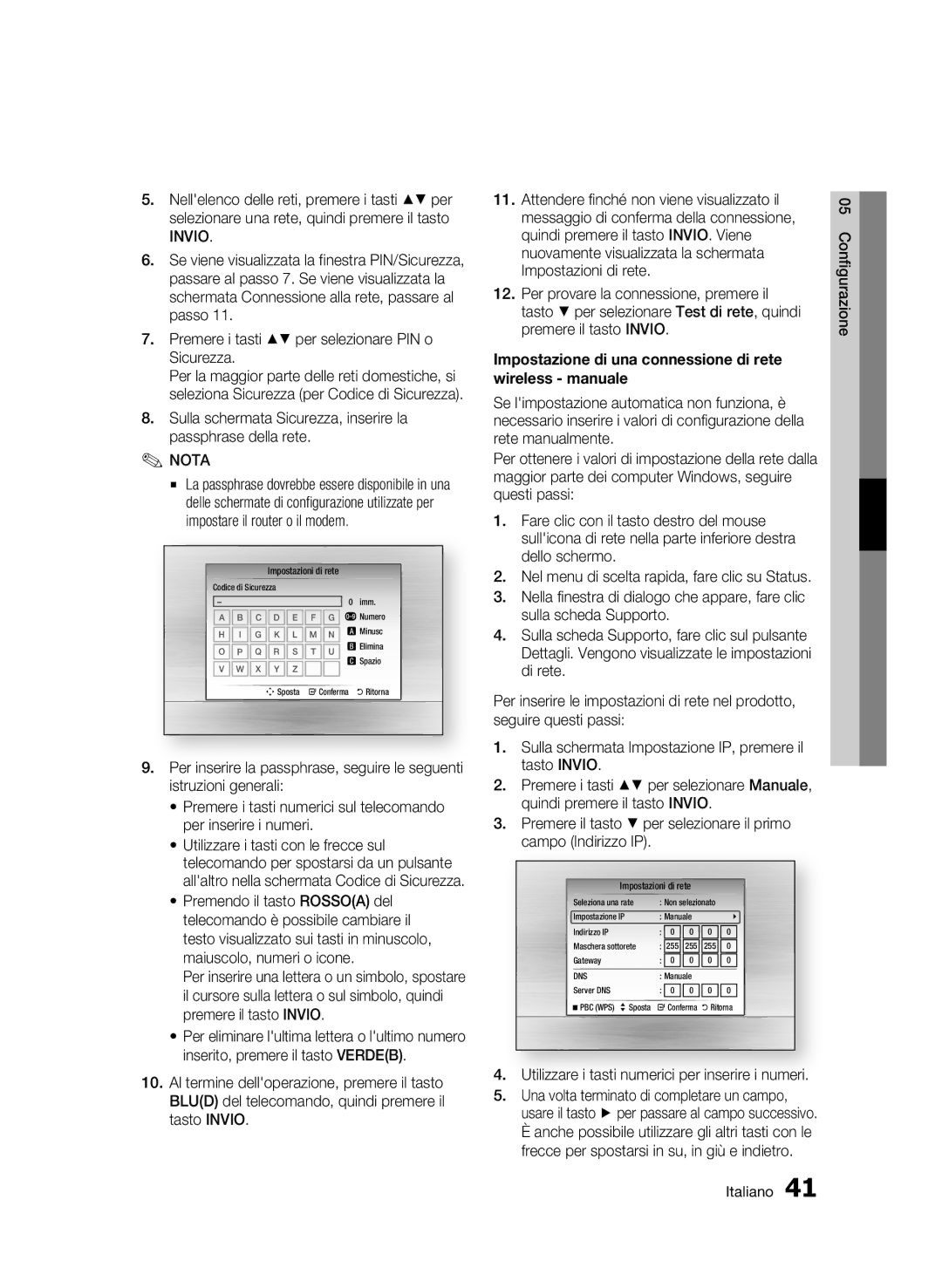 Samsung BD-C6900/MEA, BD-C6900/XEF manual Premere i tasti per selezionare PIN o Sicurezza 