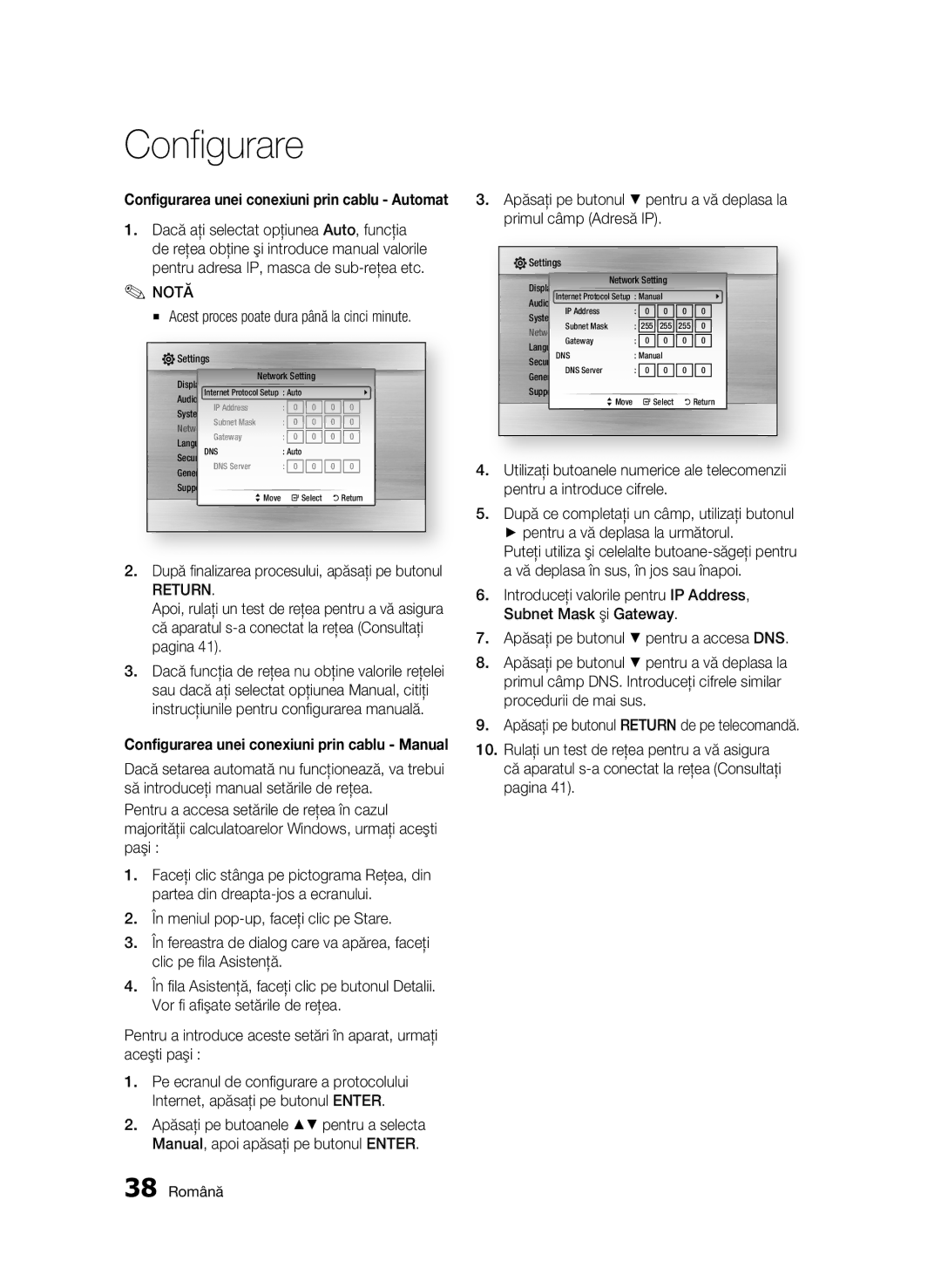 Samsung BD-C7500/EDC manual Return, După finalizarea procesului, apăsaţi pe butonul, 38 Română 