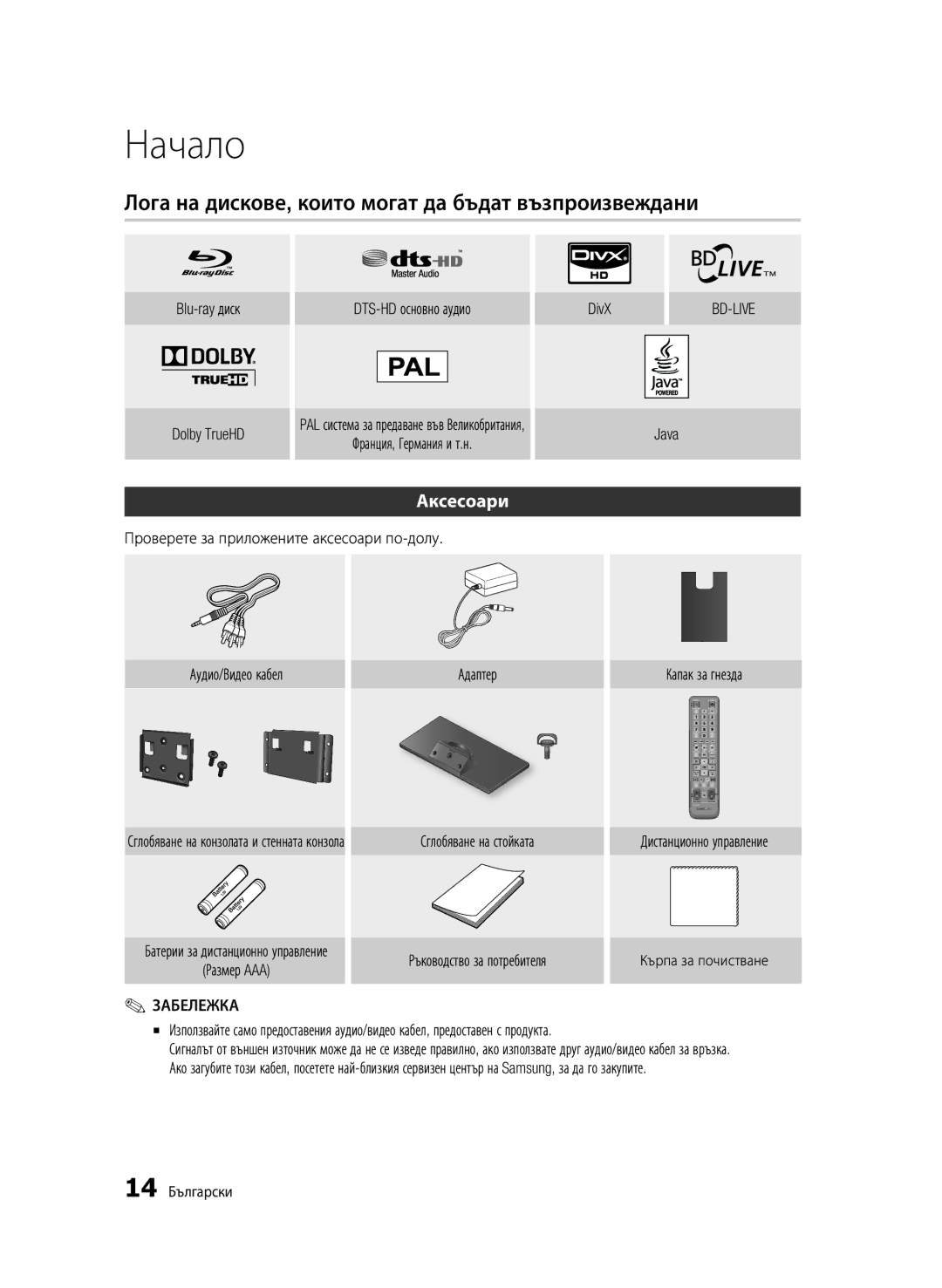 Samsung BD-C7500/EDC manual Лога на дискове, които могат да бъдат възпроизвеждани, Аксесоари 