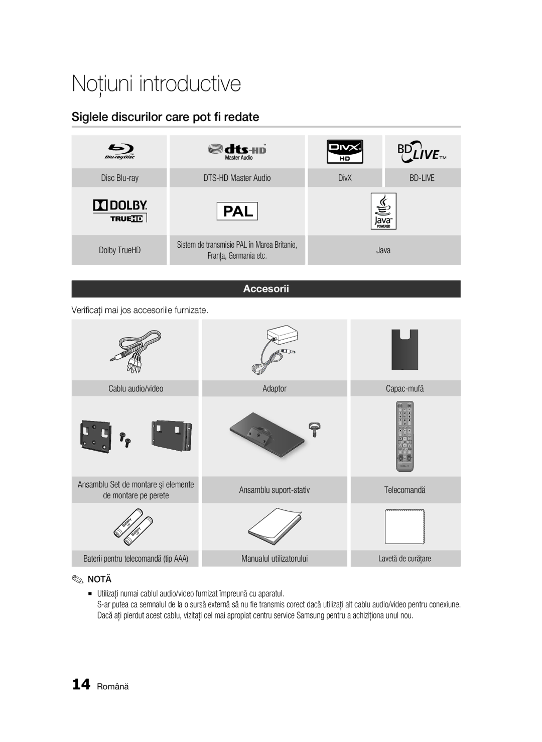 Samsung BD-C7500/EDC manual Siglele discurilor care pot fi redate, Accesorii 