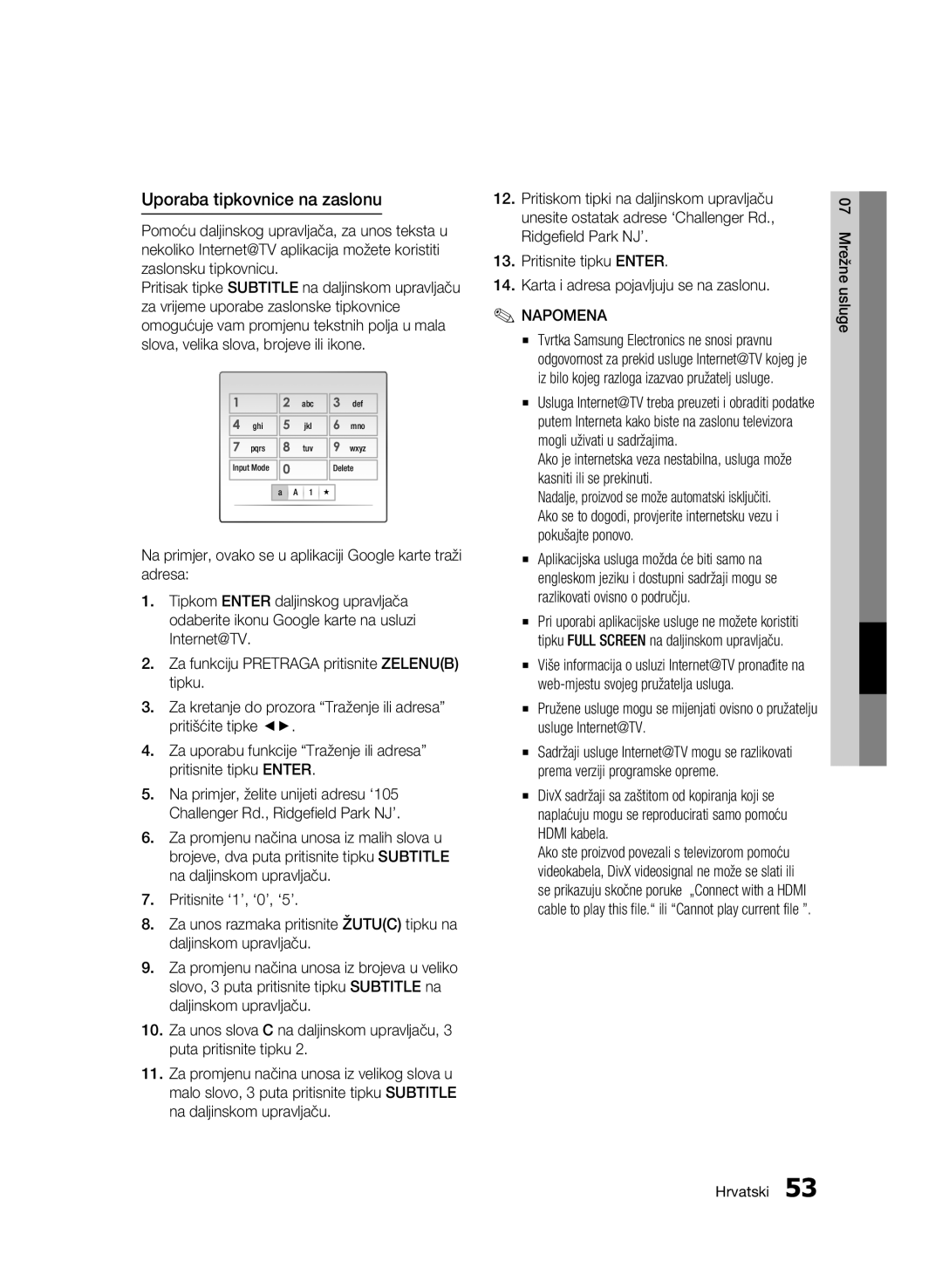 Samsung BD-C7500/EDC manual Uporaba tipkovnice na zaslonu 