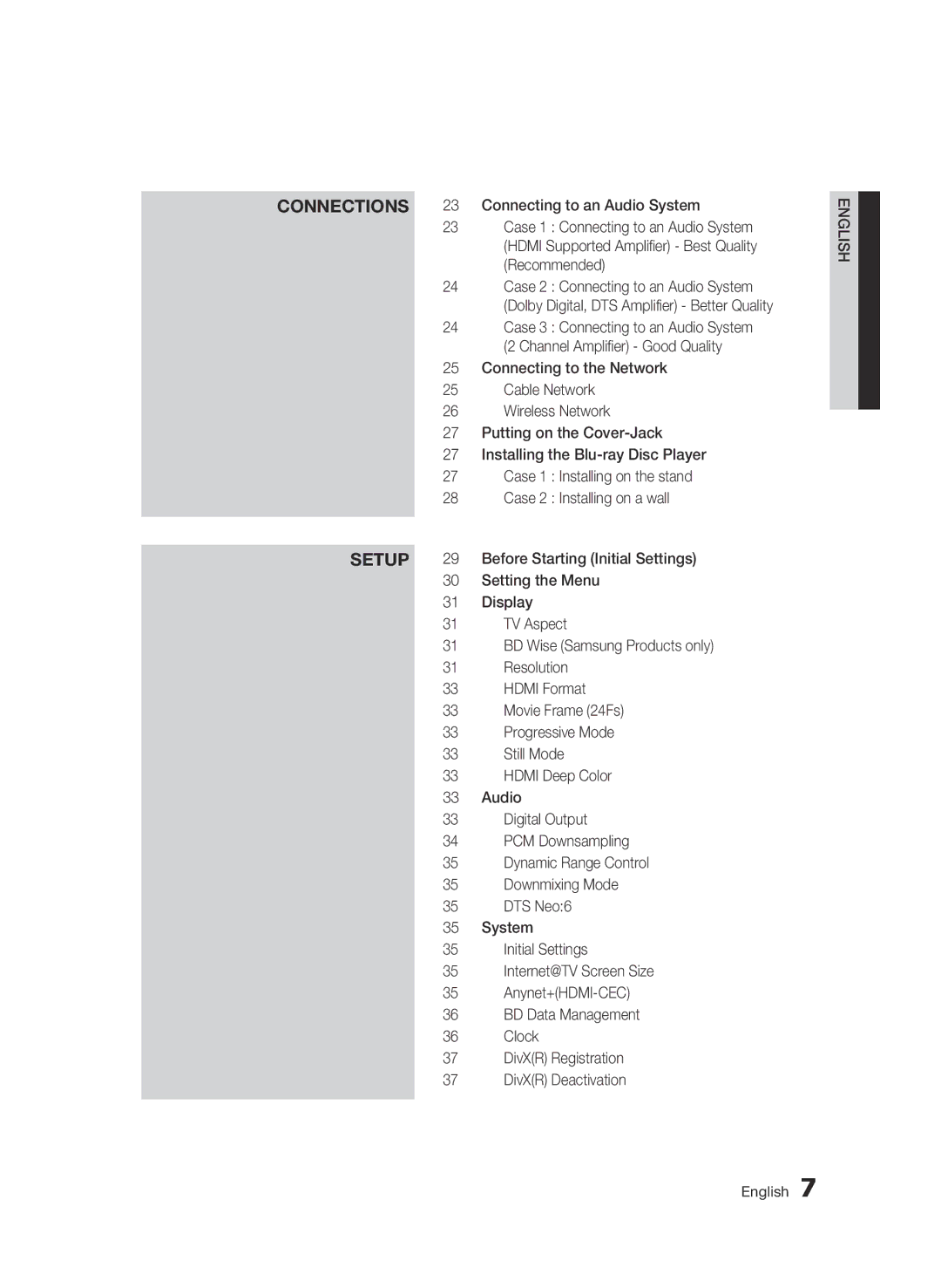 Samsung BD-C7500/XER Connecting to an Audio System, Recommended, Channel Amplifier Good Quality, Connecting to the Network 