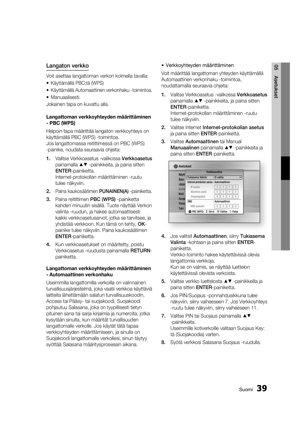 Samsung BD-C7500W/XEE manual Langaton verkko, Manuaalisesti Jokainen tapa on kuvattu alla 