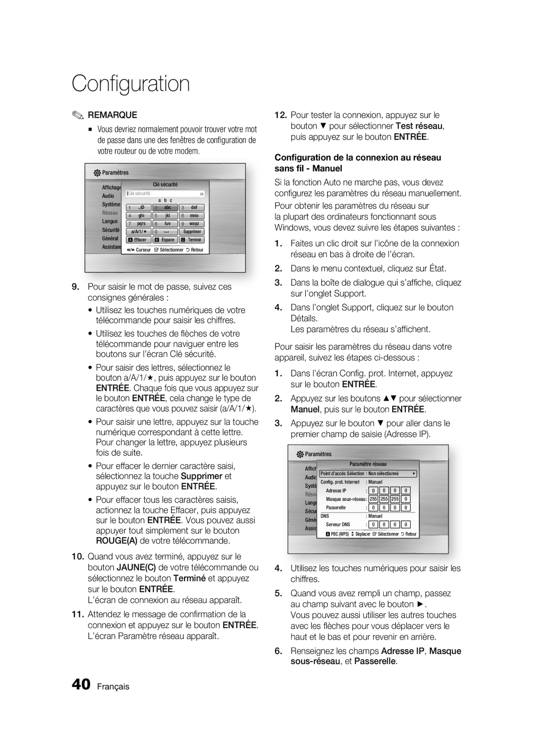 Samsung BD-C7500W/XEF manual Pour saisir le mot de passe, suivez ces consignes générales 