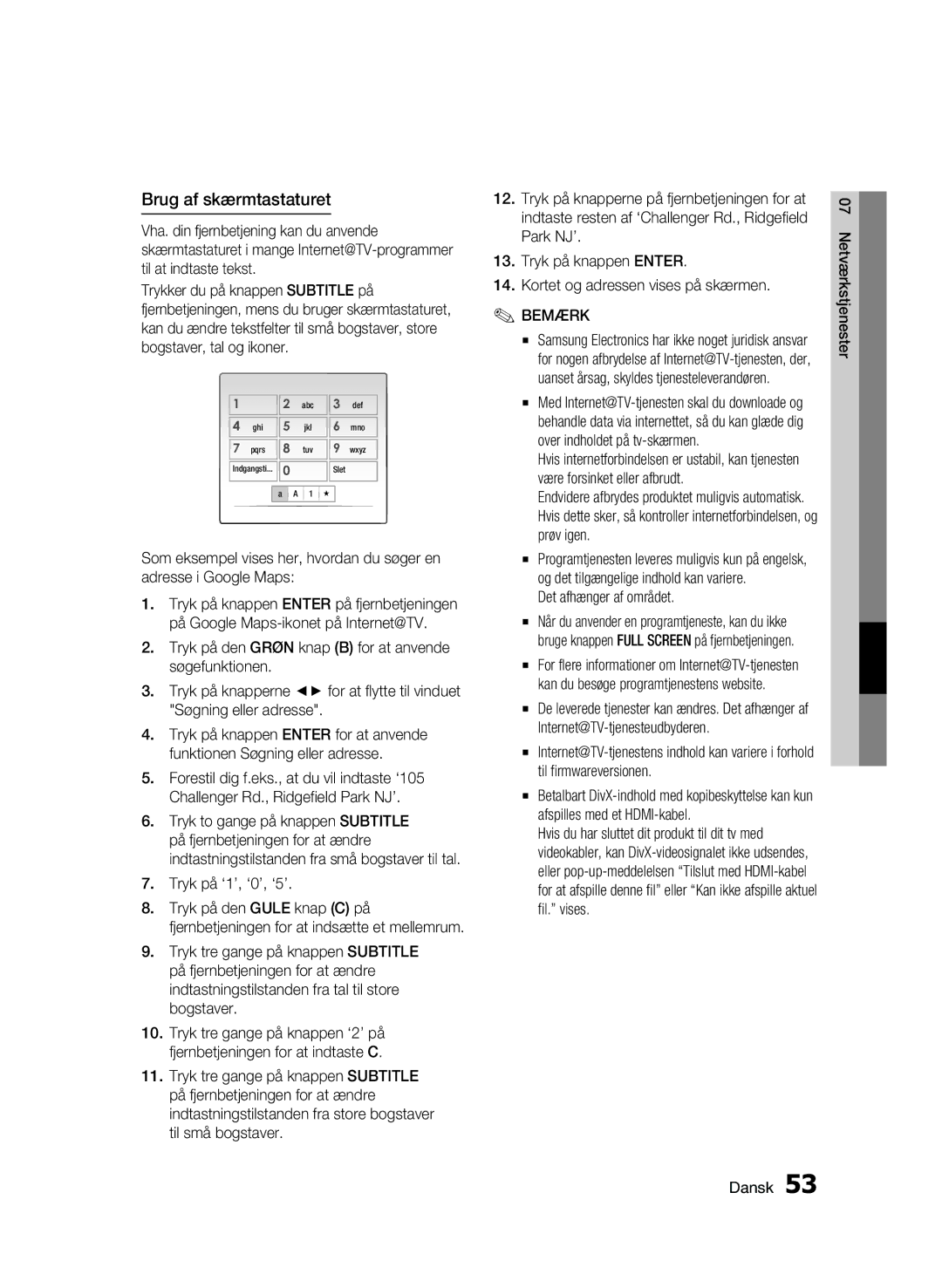 Samsung BD-C7500/XEE manual Brug af skærmtastaturet, Tryk på ‘1’, ‘0’, ‘5’, Det afhænger af området 