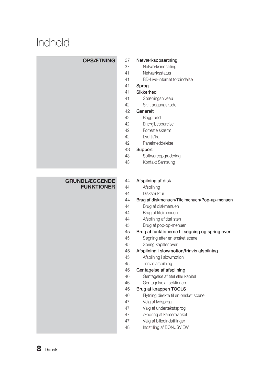 Samsung BD-C7500/XEE manual Diskstruktur, Brug af diskmenuen, Brug af titelmenuen, Afspilning af titellisten 