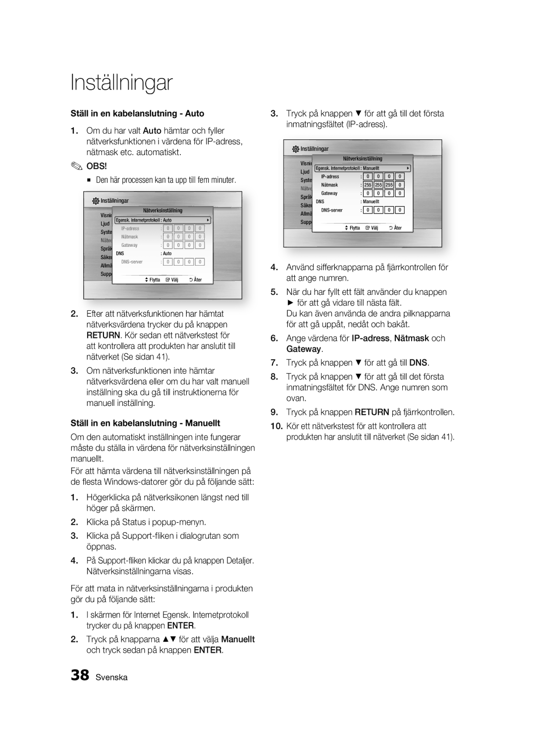 Samsung BD-C7500/XEE manual Ställ in en kabelanslutning Auto 