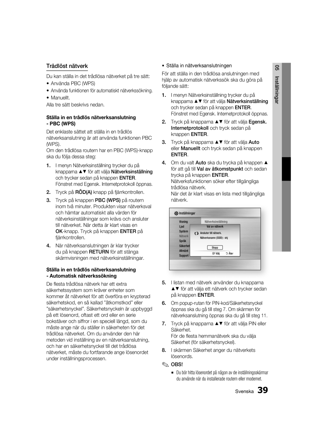 Samsung BD-C7500/XEE manual Trådlöst nätverk, Manuellt Alla tre sätt beskrivs nedan 