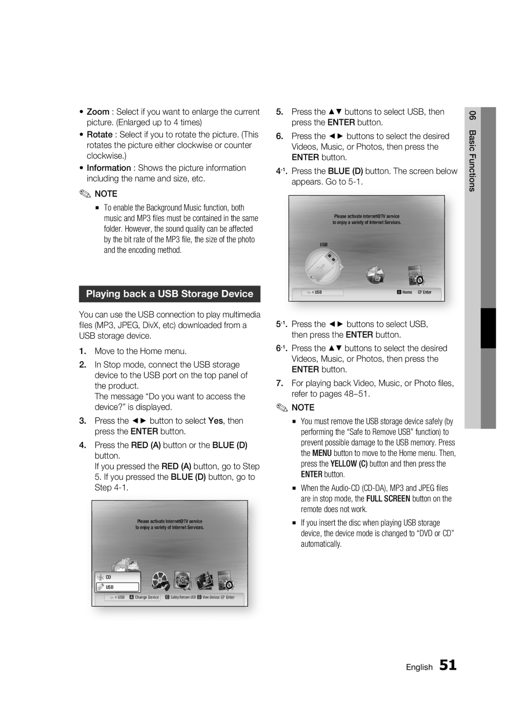 Samsung BD-C7500/XEE, BD-C7500/XEF, BD-C7500/EDC, BD-C7500/XAA manual Playing back a USB Storage Device 