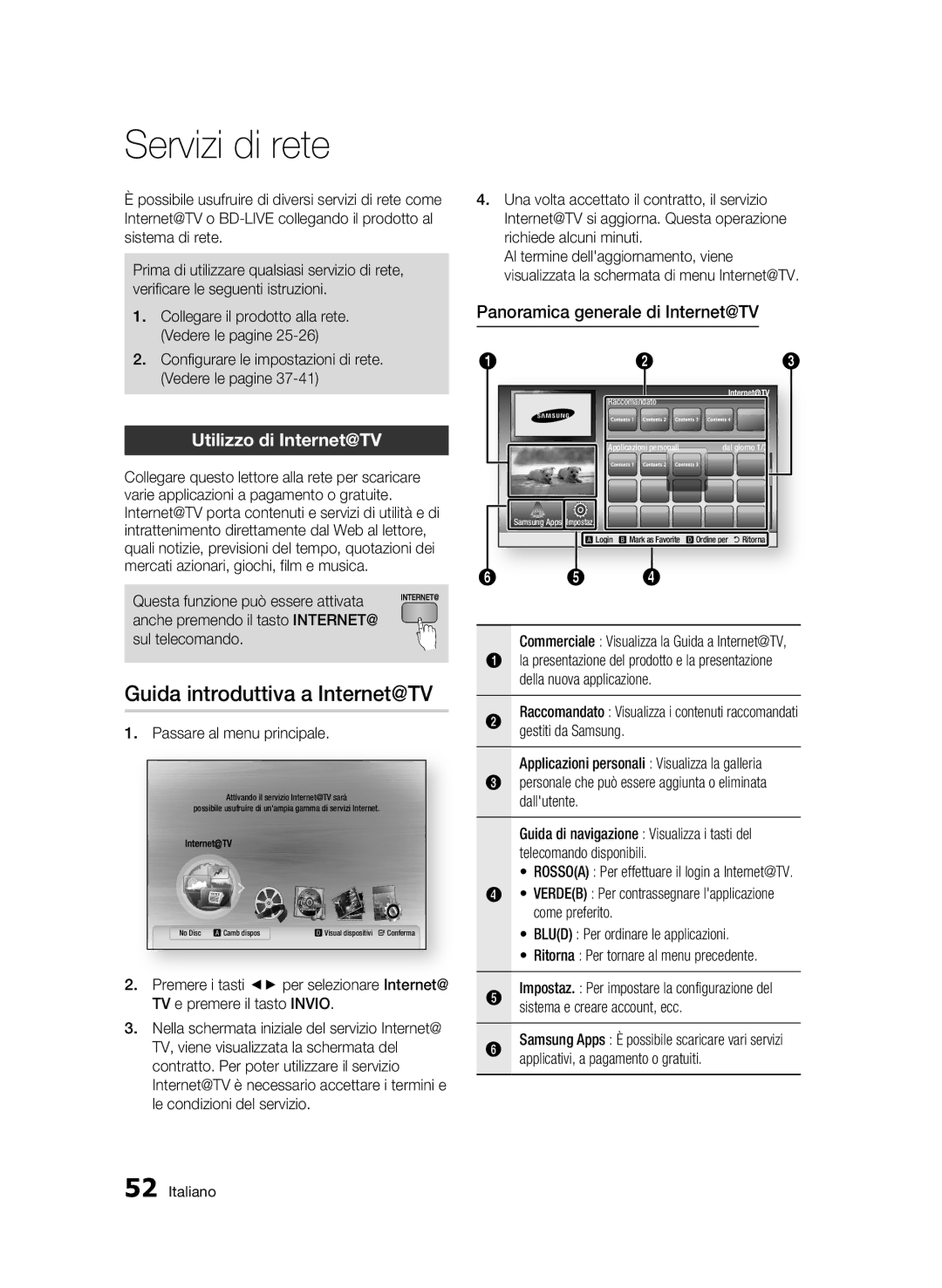 Samsung BD-C7500/EDC, BD-C7500/XEF manual Servizi di rete, Guida introduttiva a Internet@TV, Utilizzo di Internet@TV 