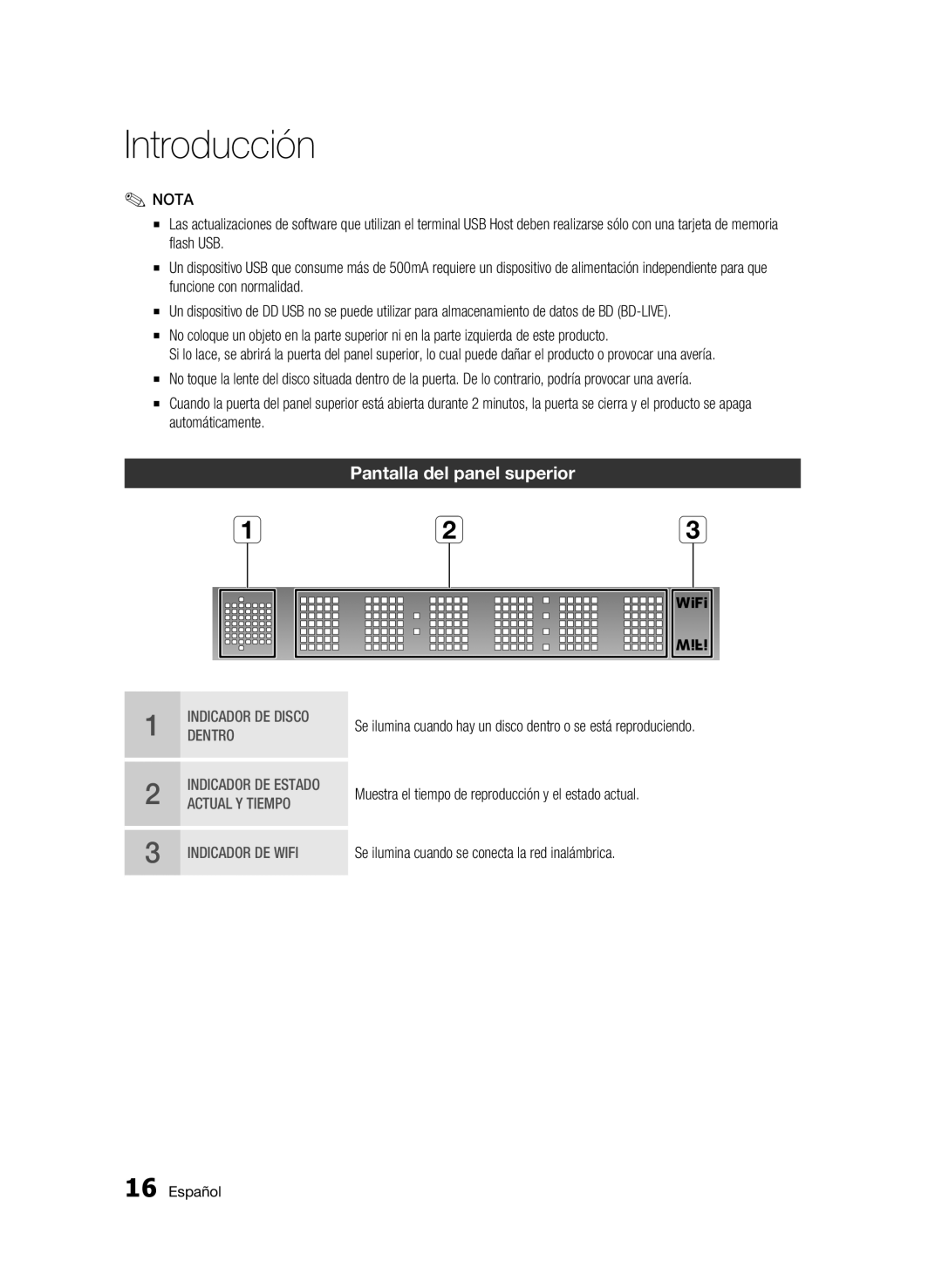 Samsung BD-C7500/XEF, BD-C7500/XEN, BD-C7500/XAA manual Pantalla del panel superior 