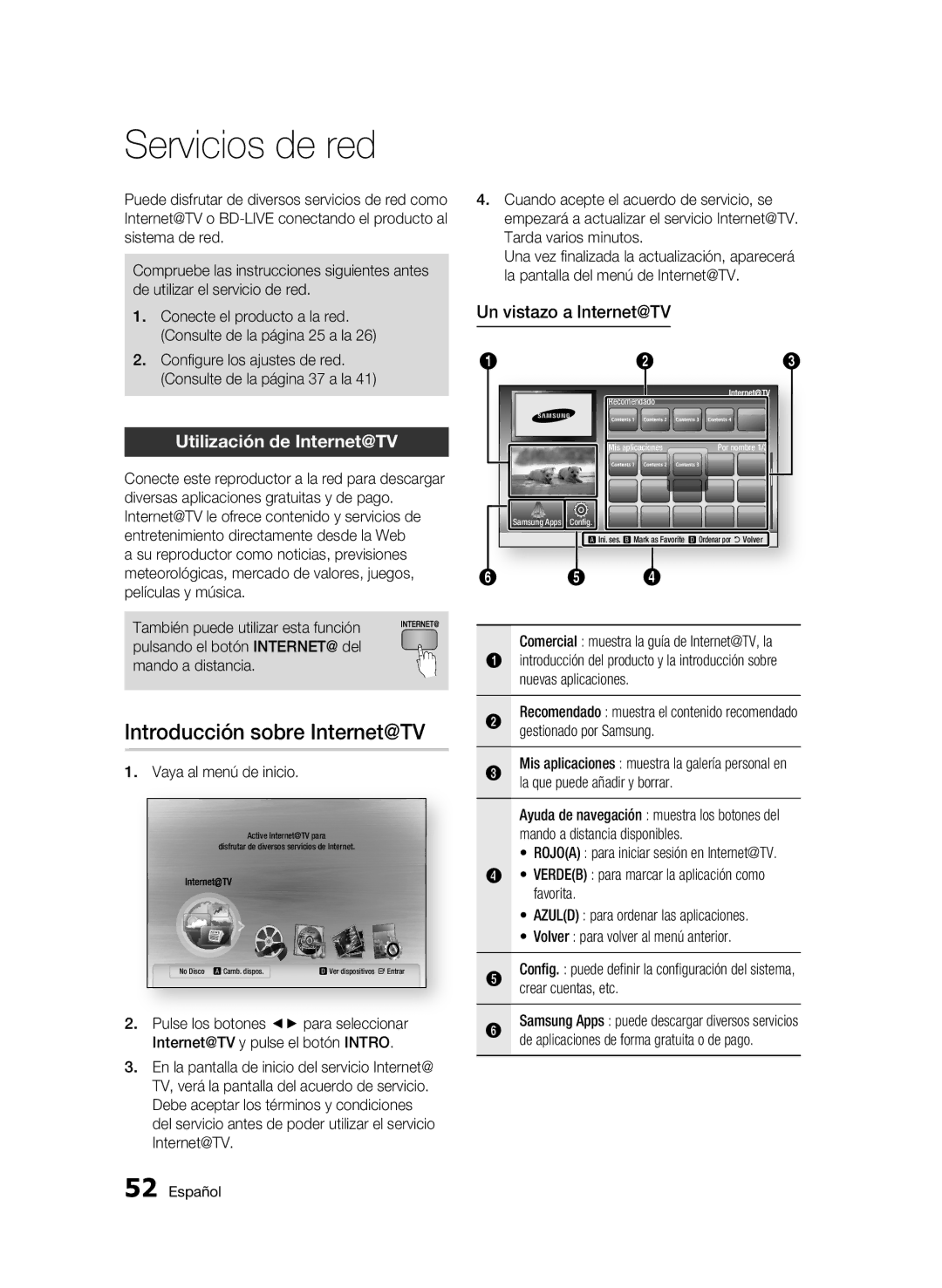 Samsung BD-C7500/XEF, BD-C7500/XEN manual Servicios de red, Introducción sobre Internet@TV, Utilización de Internet@TV 