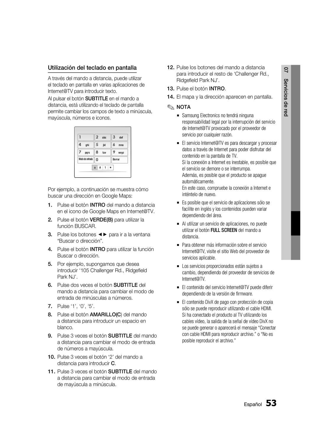 Samsung BD-C7500/XAA, BD-C7500/XEN, BD-C7500/XEF manual Utilización del teclado en pantalla 