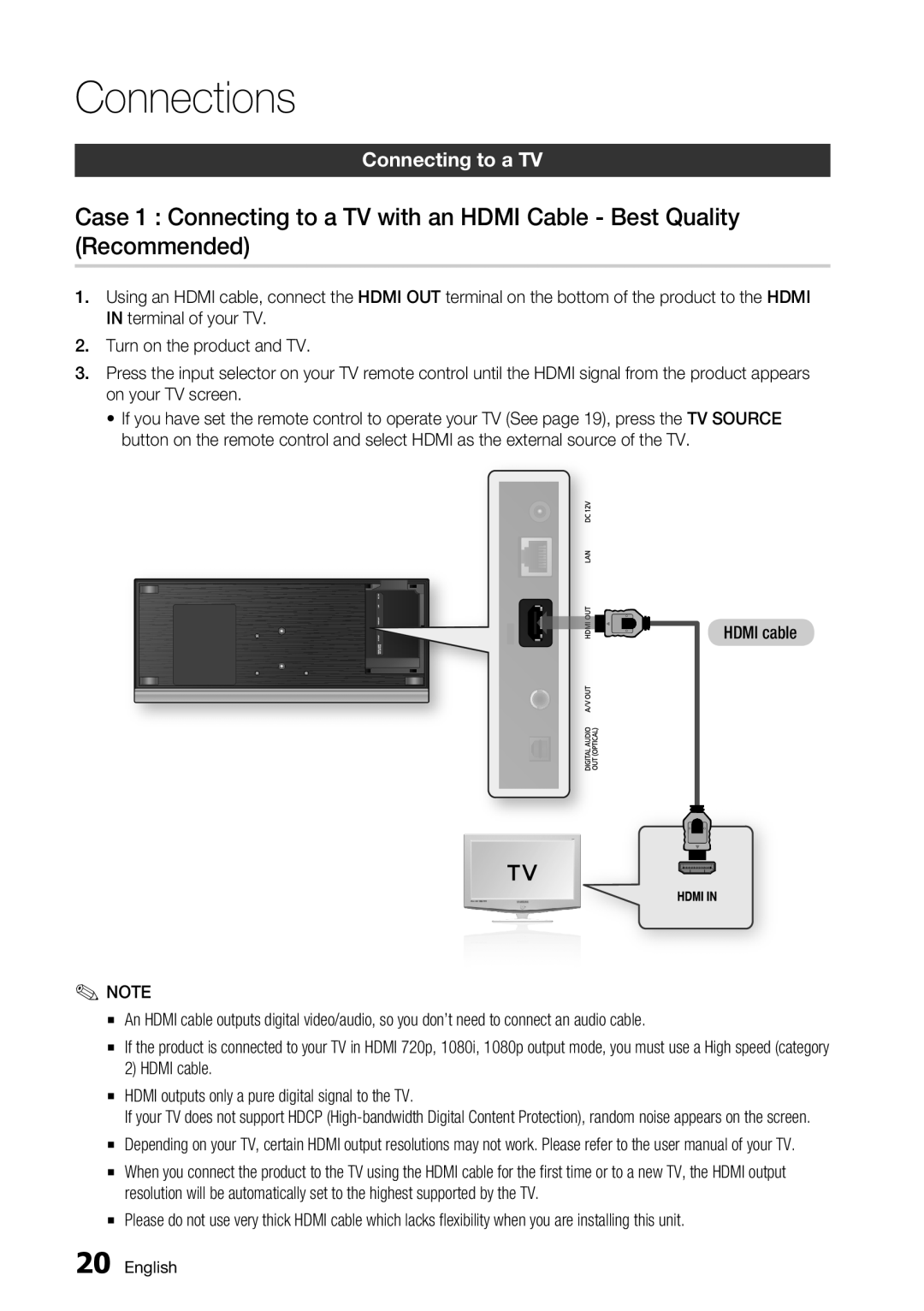 Samsung BD-C7500/XEN, BD-C7500/XSS manual Connections, Connecting to a TV 