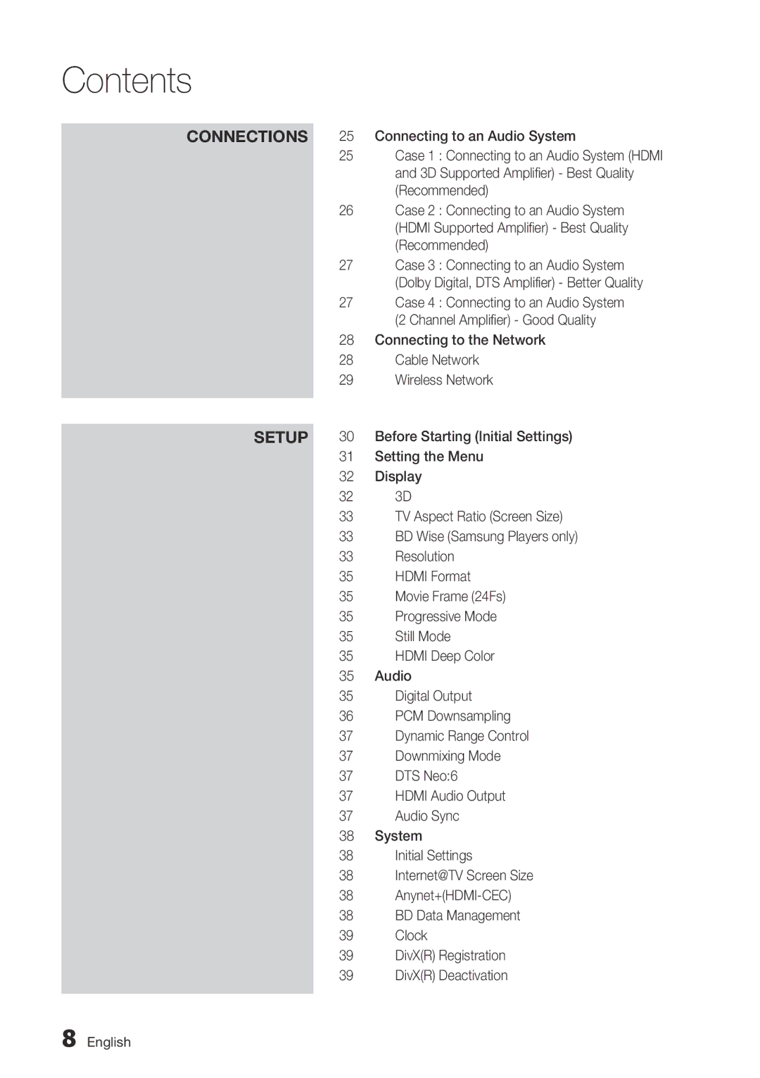 Samsung BD-C7900 Setting the Menu, Display, Resolution, Hdmi Format, Movie Frame 24Fs, Progressive Mode, Still Mode, Audio 